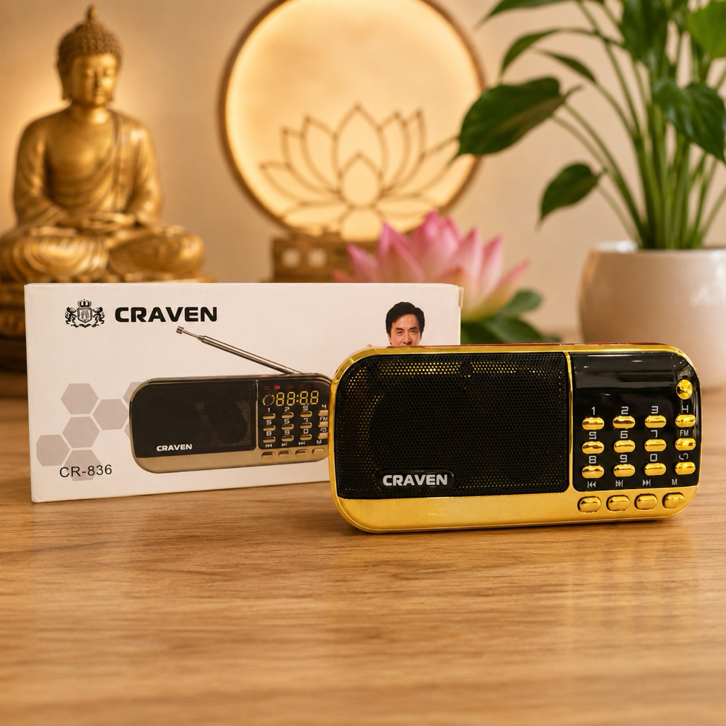 Máy Nghe Kinh Phật CRAVEN CR-836S – Đầy Đủ Chức Năng | Kèm Thẻ Nhớ 703 Bài Kinh & Giảng Pháp