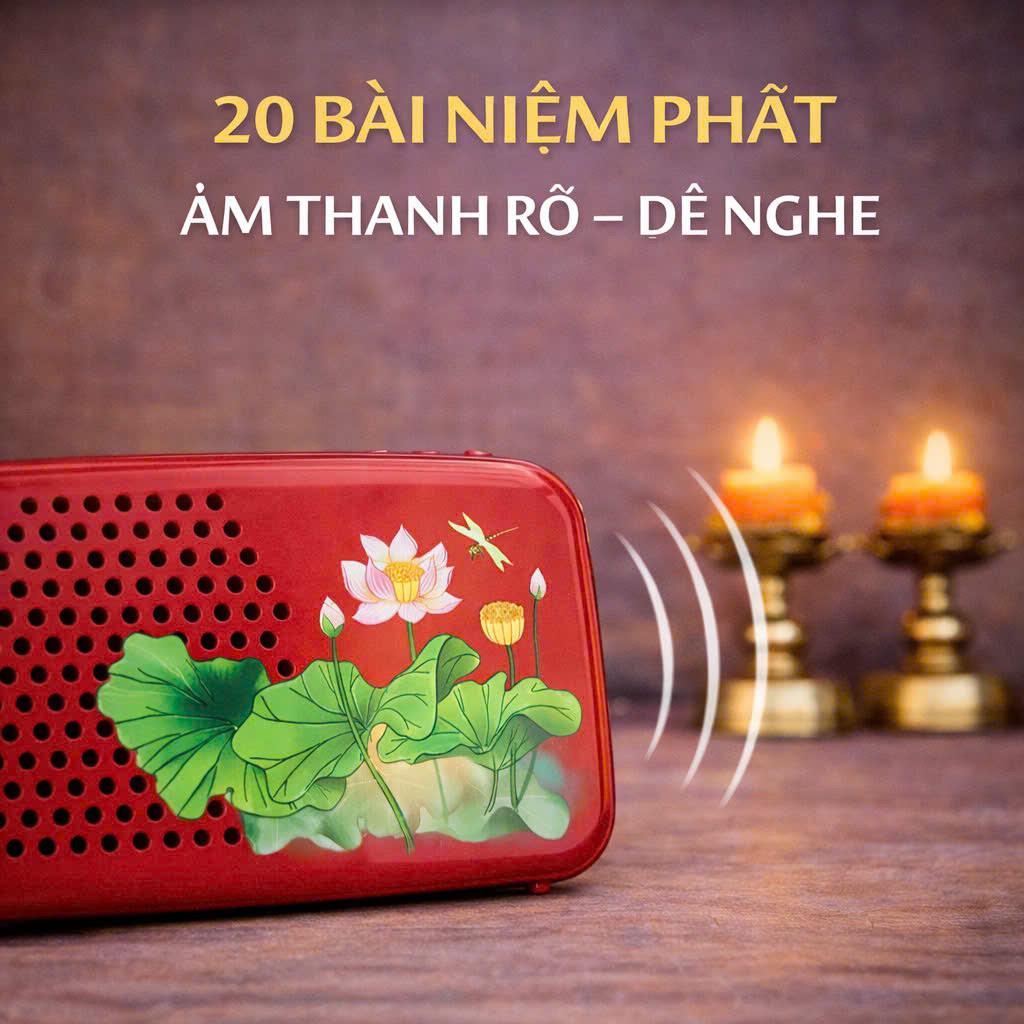 Máy niệm phật 20 bài để bàn thờ-  dùng bin hoặc ghim điện trực tiếp