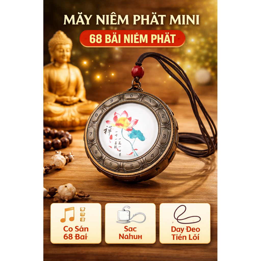 Máy niệm phật cao cấp-68 bài có sẵn-khe thẻ nhớ