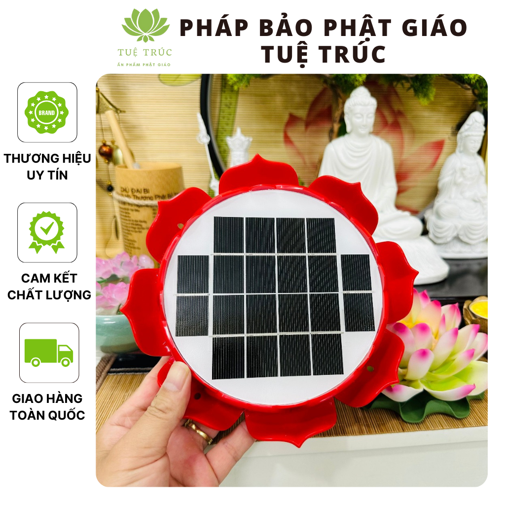 Máy Niệm Phật Hoa Sen Cao Cấp – Có 40 Bài Kinh Phật – Chống Mưa Nắng Bền Đẹp